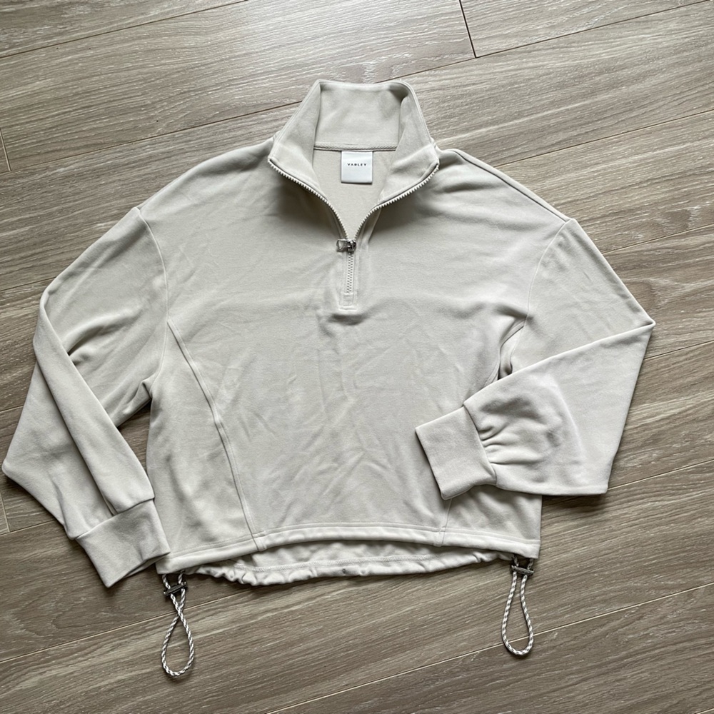 Varley Women’s Half Zip Sweater Drawcord Hem Midlayer Sz S Cream NWOT - Picture 3 of 9